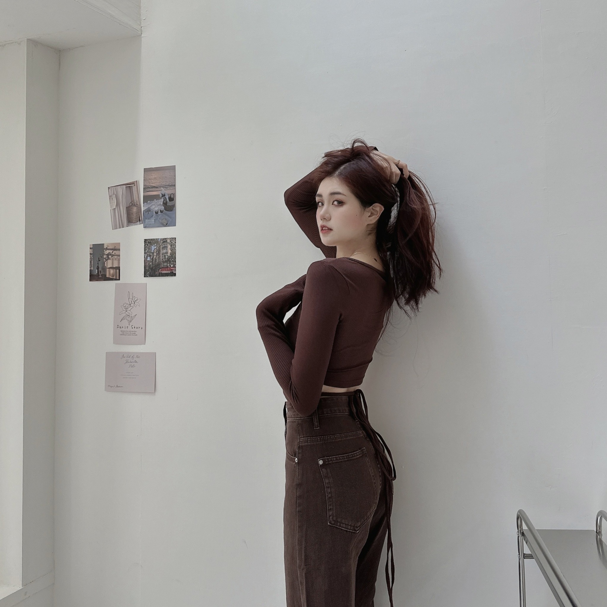 五角領後綁腰胸墊上衣/三色