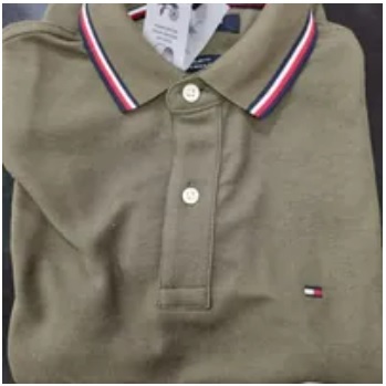 [S] TOMMY HILFIGER MEN'S POLO WITH DISTINCTIVE STRIPES,OLIVE GREEN, 78J2653-701 (STH526)