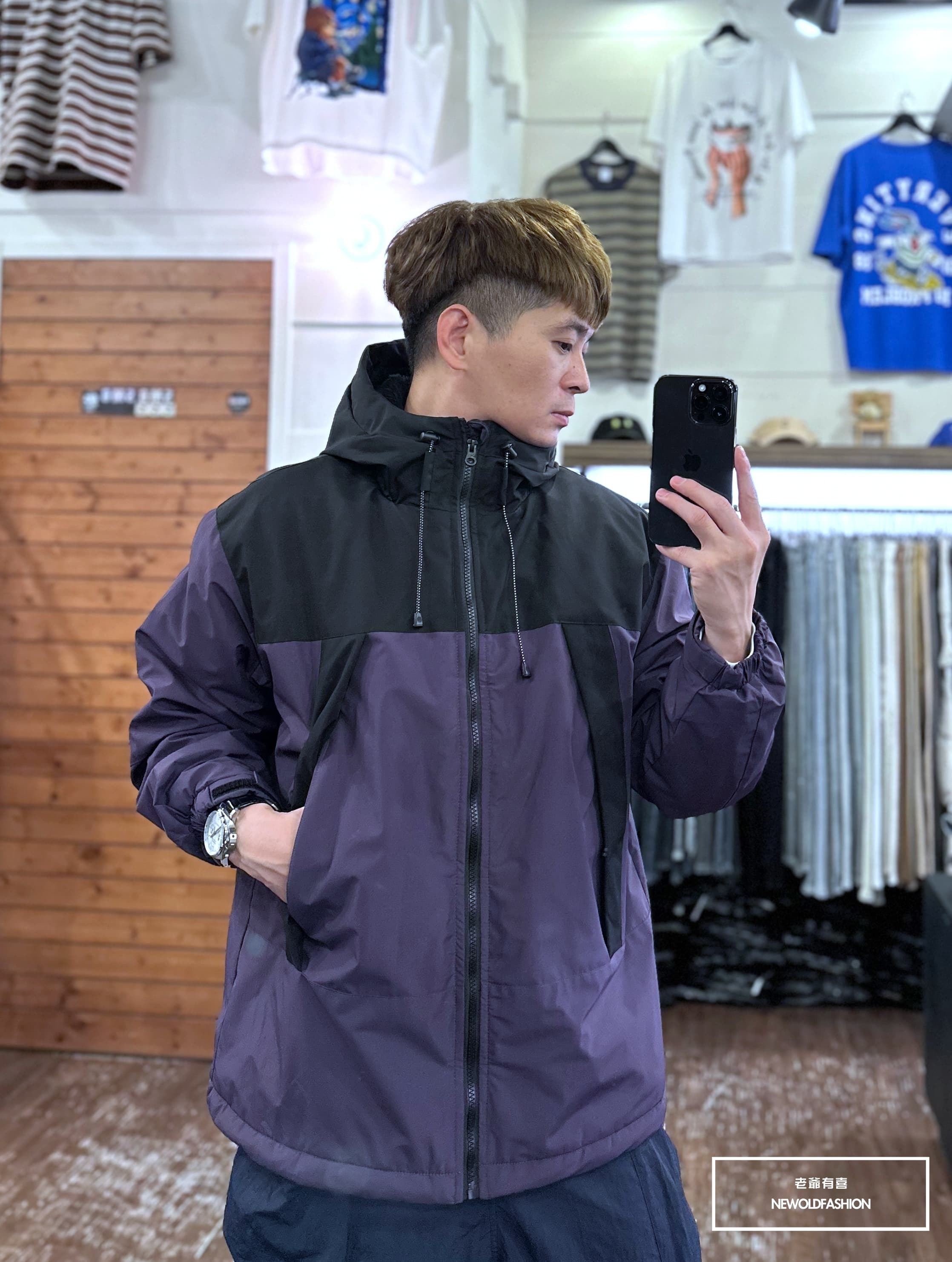 『新品上市』重磅撞色雙色拼接機能外套-紫(NOF23105257)