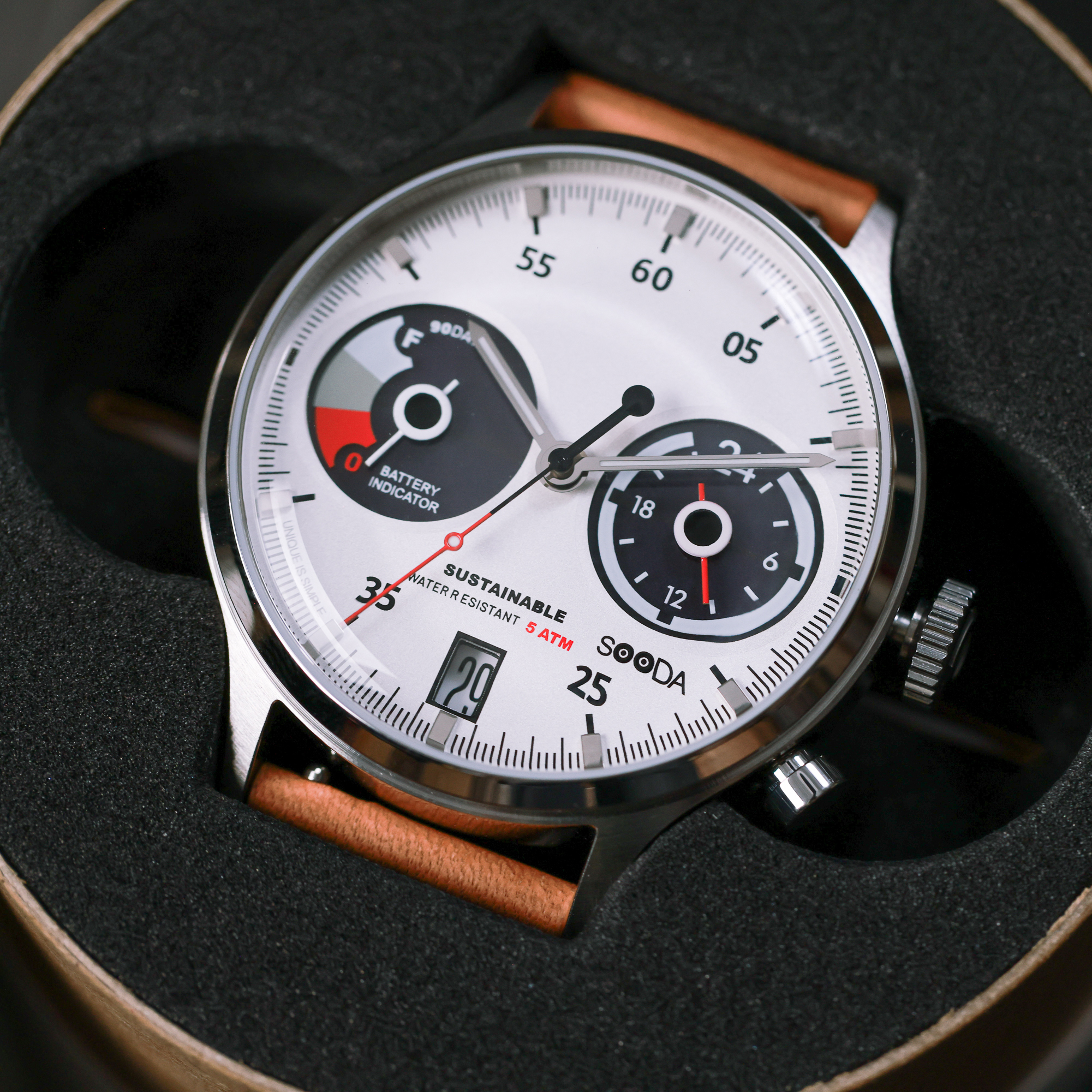 TACS Sooda 太陽能 熊貓面 皮帶錶 TS2302A