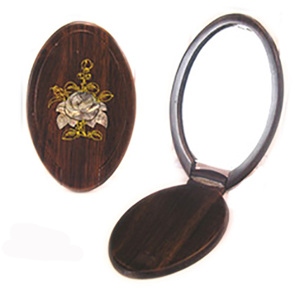 橢圓形隨身鏡雞翅木【十方】113330