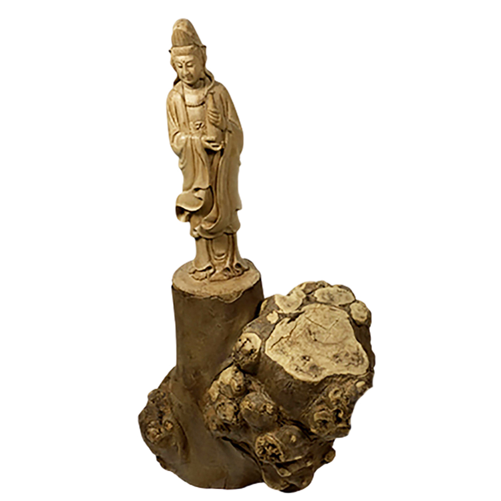 白衣觀音{50年以上茶樹瘤}木雕精品25公分【十方】120285