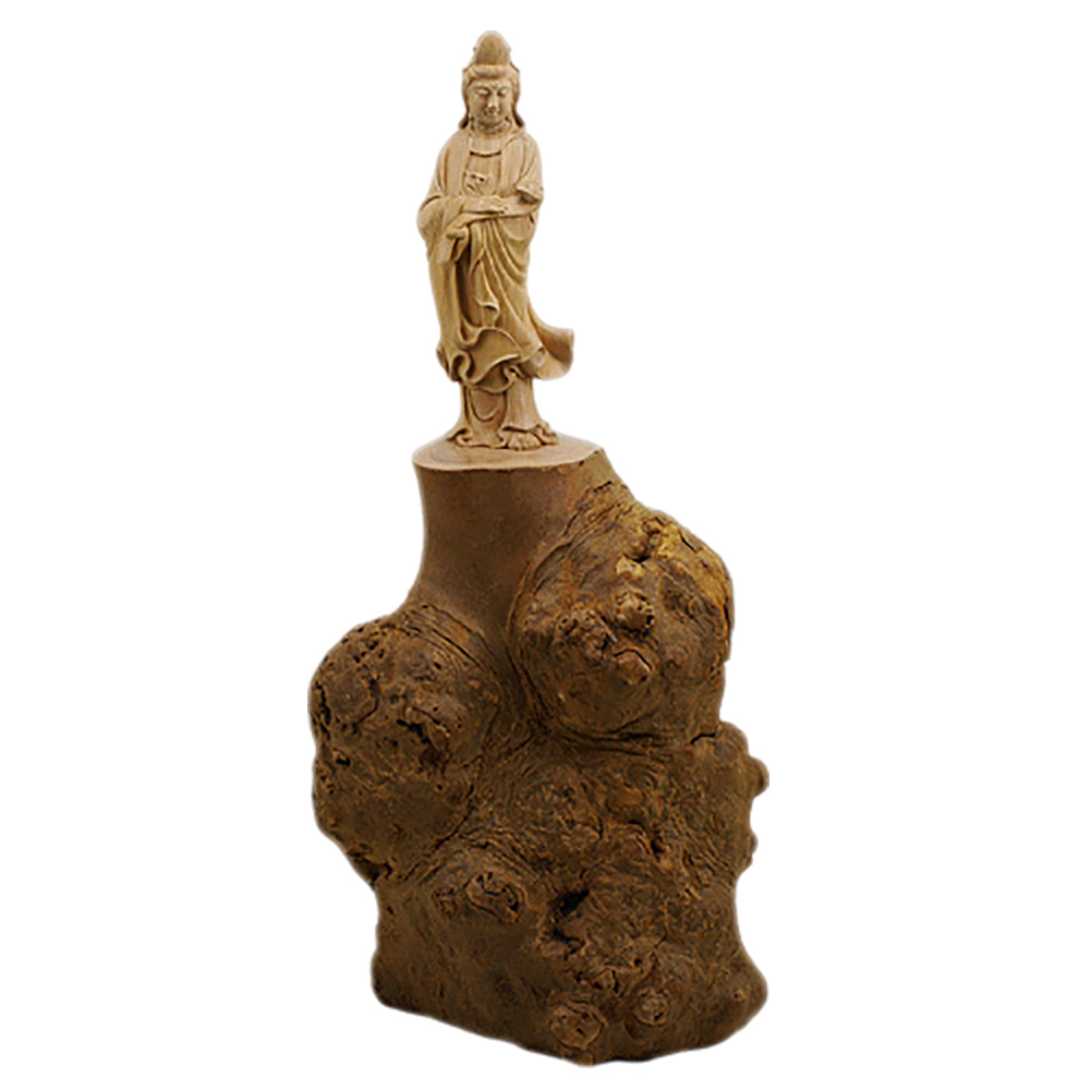 白衣觀音{50年以上茶樹瘤}木雕精品20公分【十方】120286