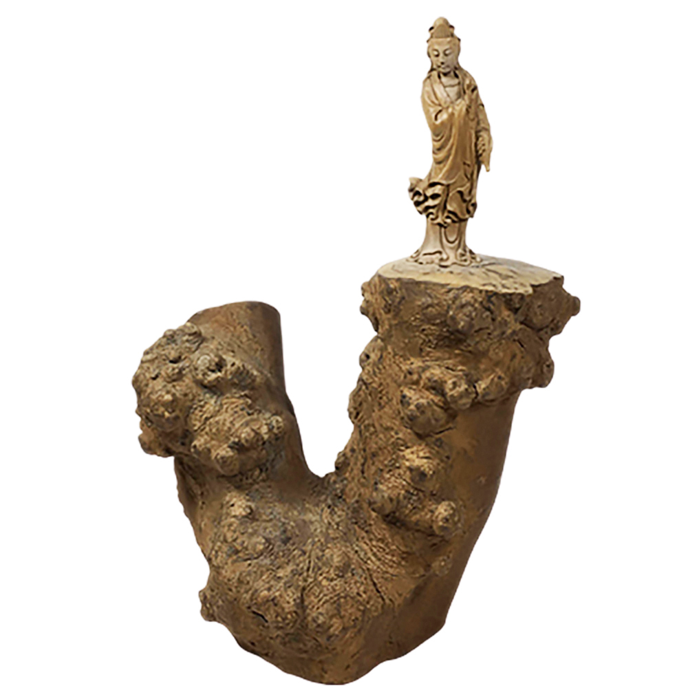 白衣觀音{50年以上茶樹瘤}木雕精品26公分【十方】120290