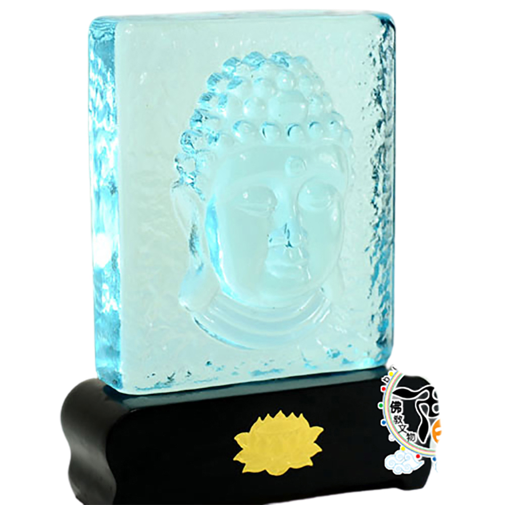 碧琉璃佛首&木座 精品擺件17公分【十方】124973