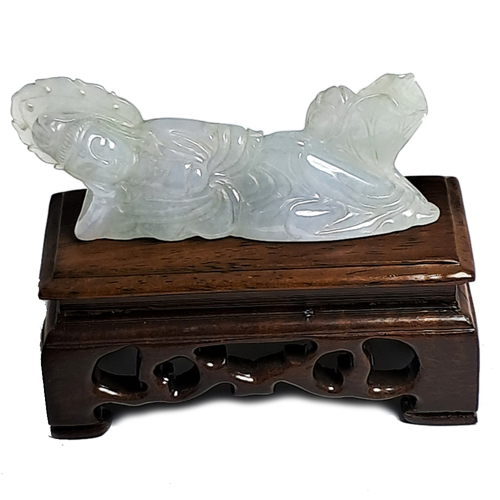 自在觀音{臥姿}湖青綠玉擺飾6.5公分【十方】124136