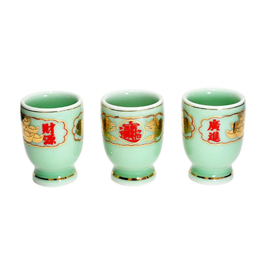 金龍招財進寶青瓷水杯(3個一組)【十方】128384