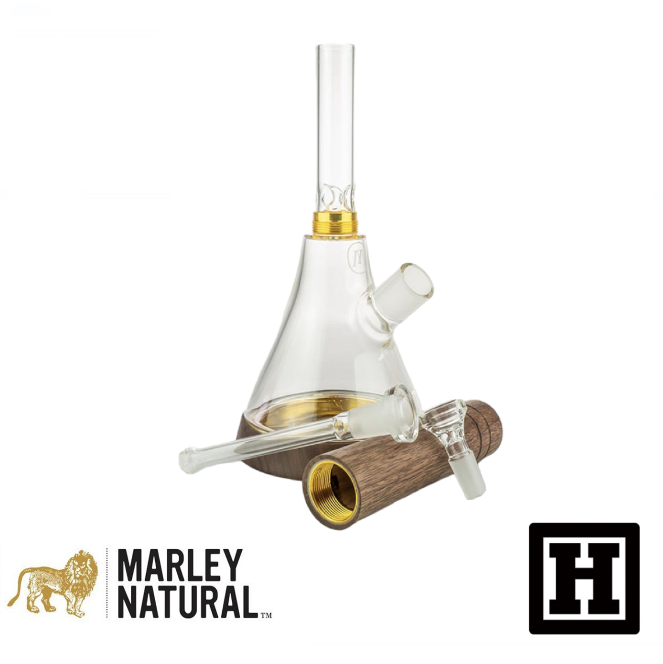 Marley Natural 12吋 黑胡桃木 燒杯 玻璃藝術品 (BONG)