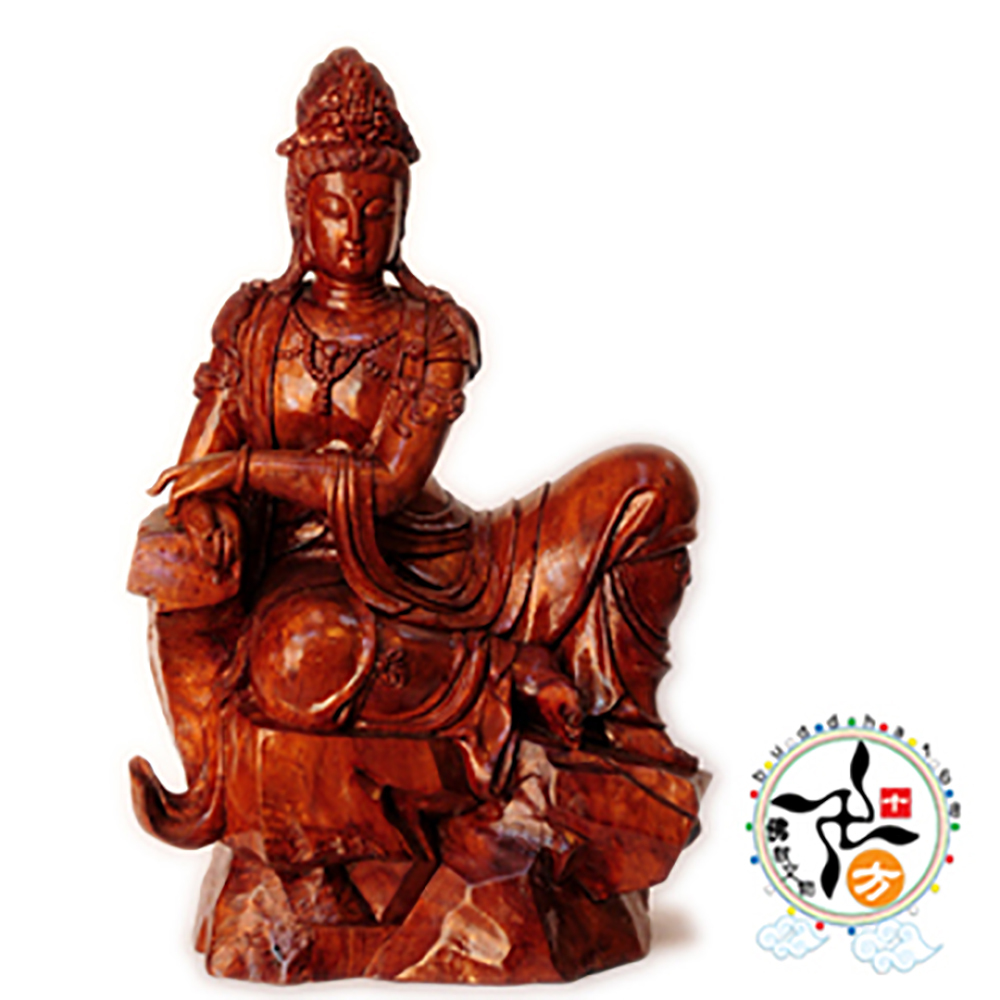 觀自在菩薩{龍眼木}精雕精品26公分【十方】133957