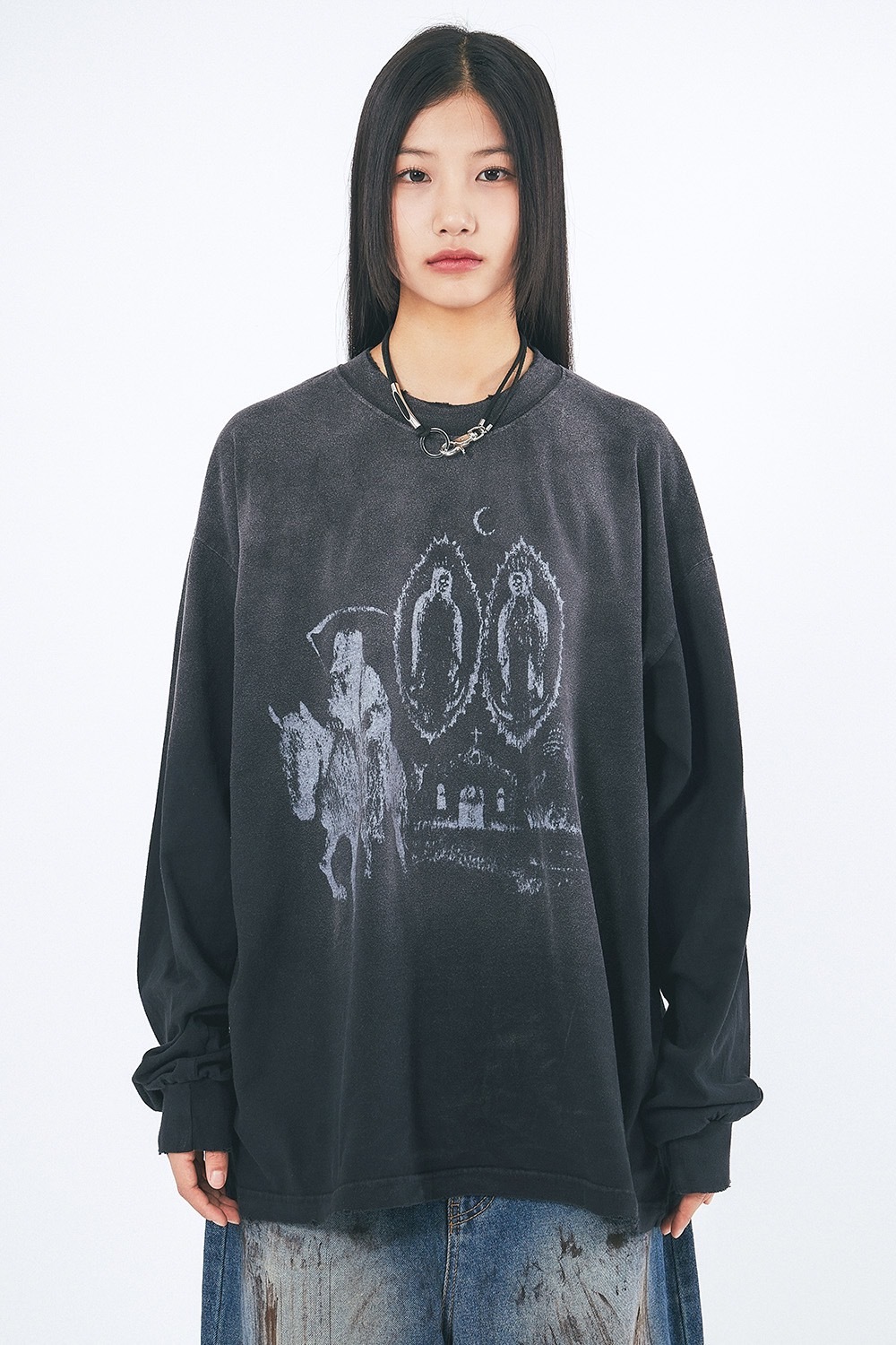 RAUCOHOUSE 漸層水洗圖像薄長袖（2COLOR）