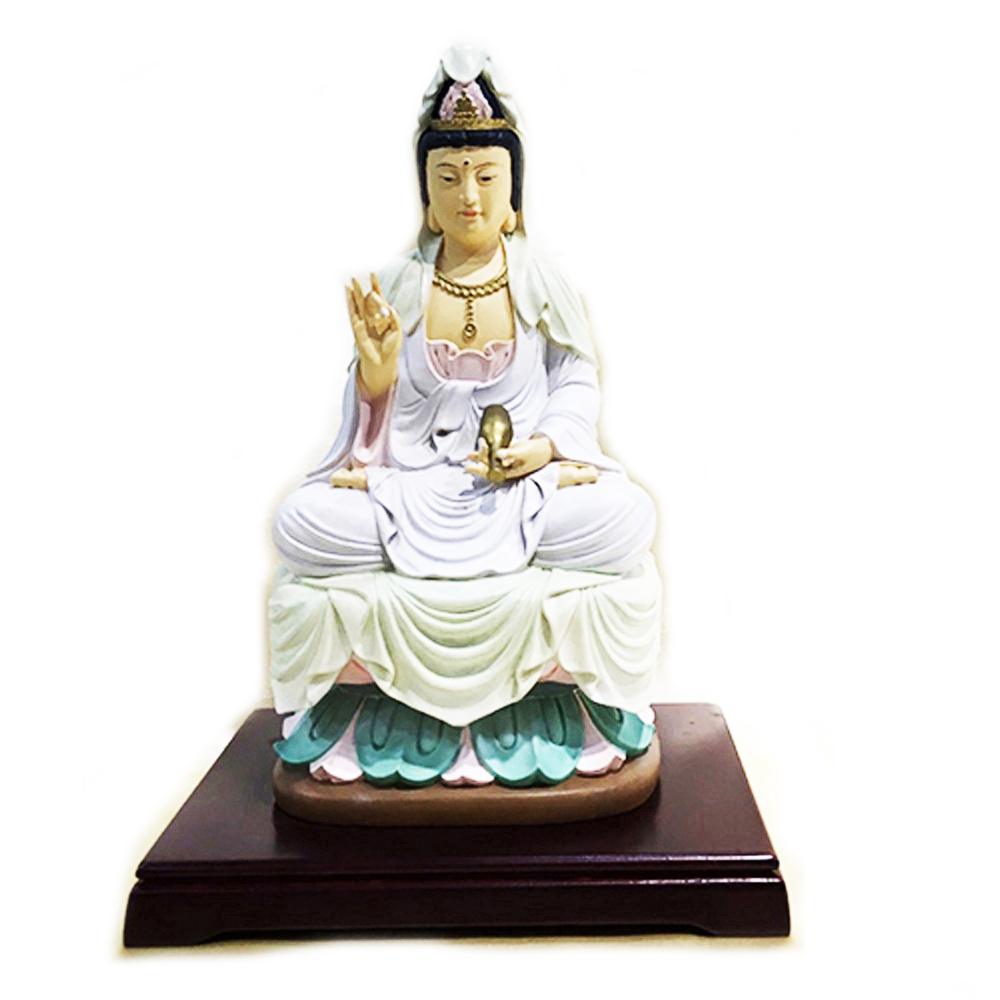 白衣觀音6吋彩繪佛像 高21公分【十方】142658