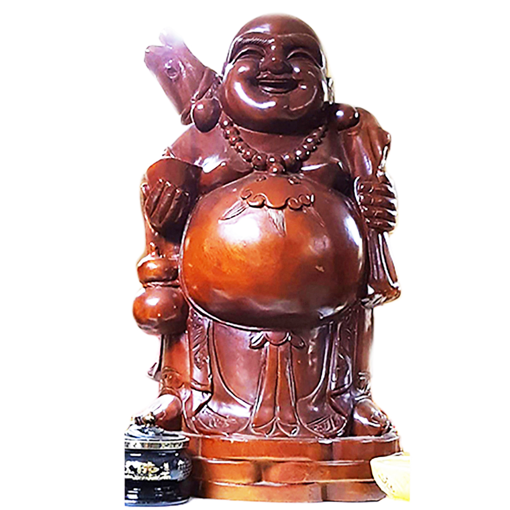 彌勒佛 財神爺 紫檀木精雕47.5公分【十方】142693