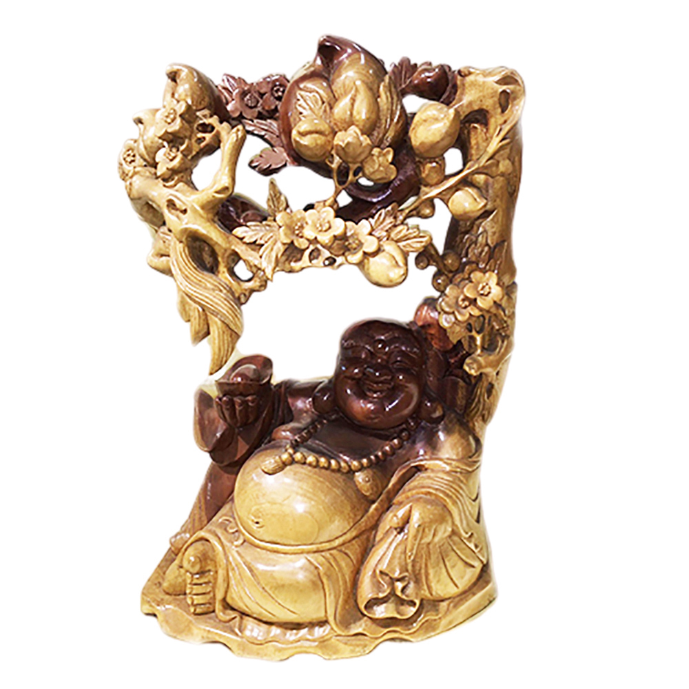 彌勒佛 財神爺 紅豆杉巧雕高42公分【十方】142670