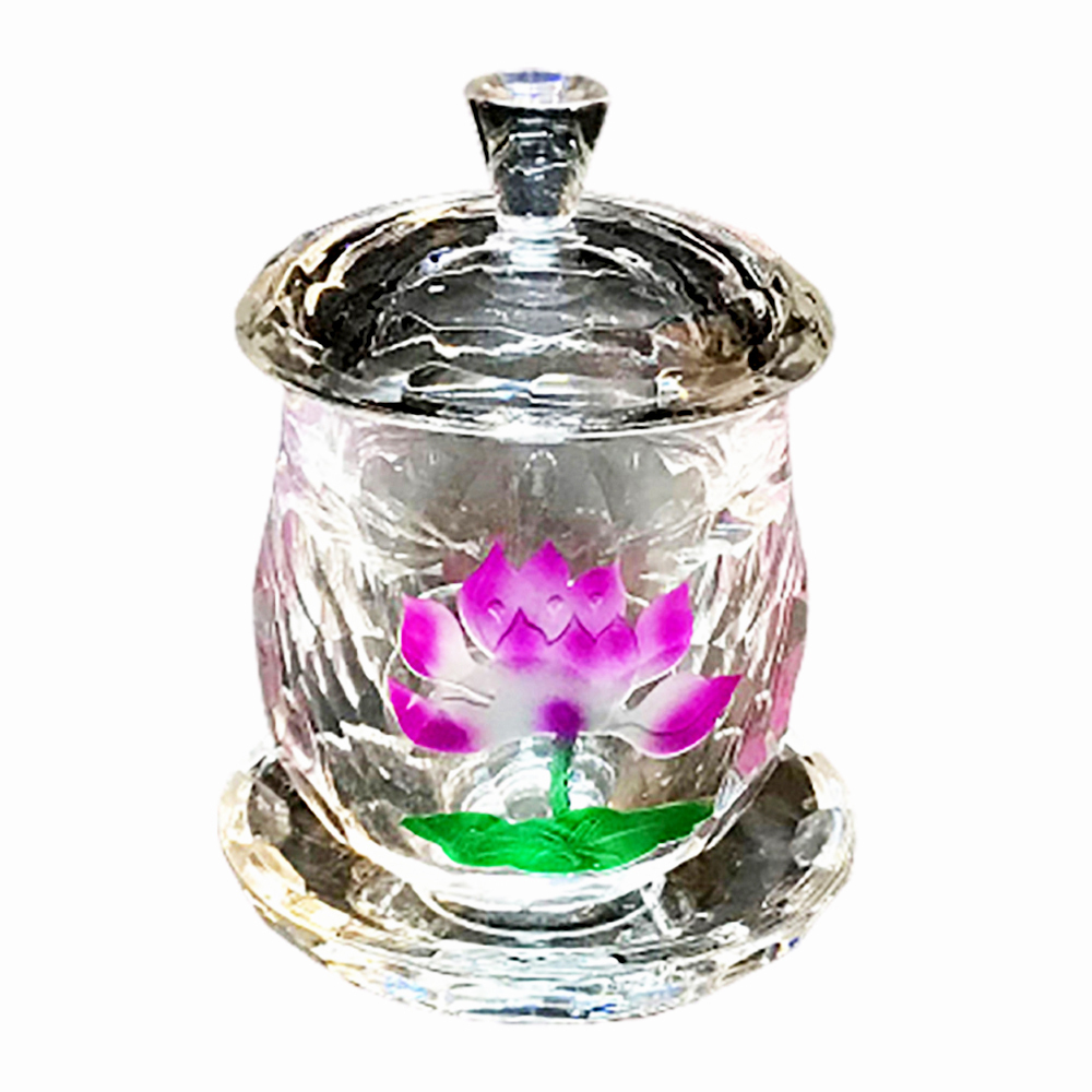 彩繪蓮花水晶琉璃供水杯【十方】146853