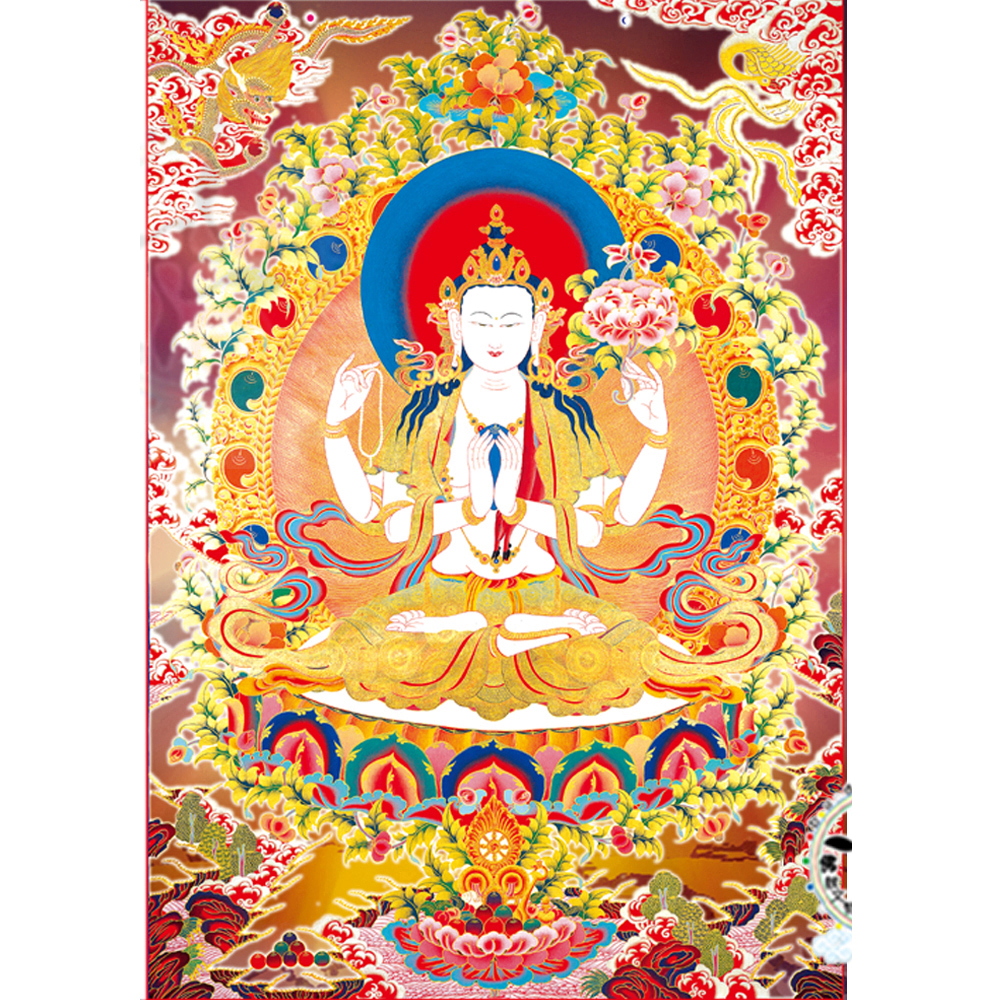 四臂觀音唐卡貼紙20*30公分【十方】【十方】147554