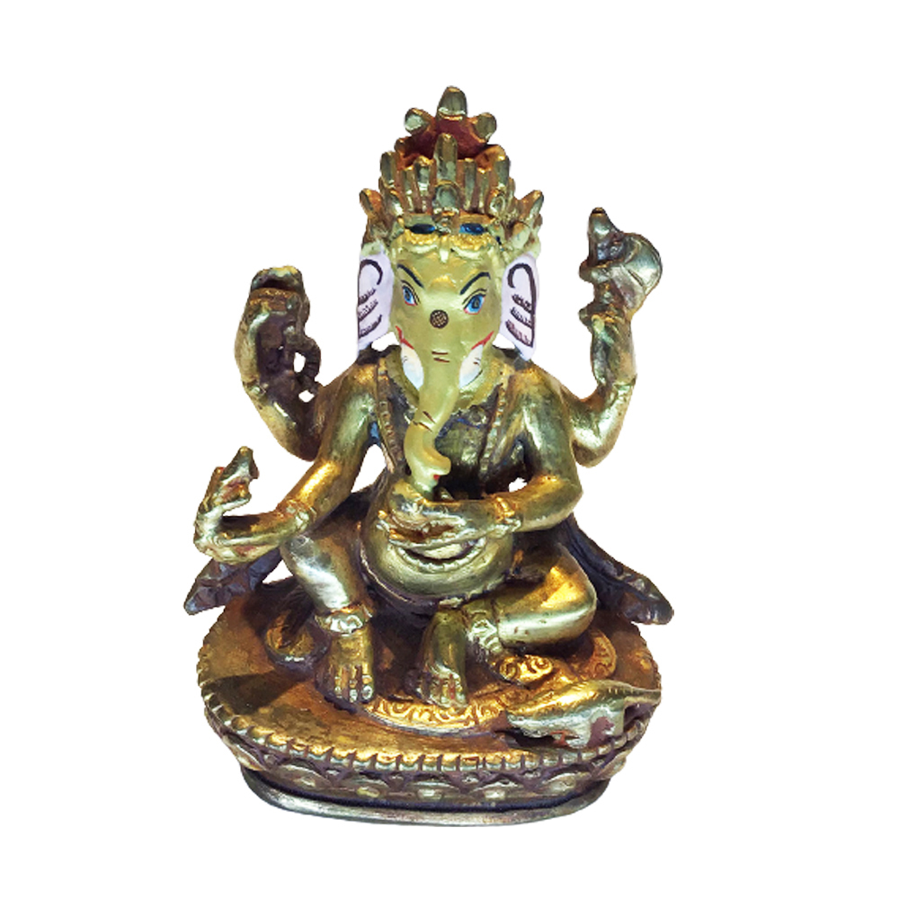 象鼻財神銅鎏金尼泊爾小佛像8公分【十方】150706