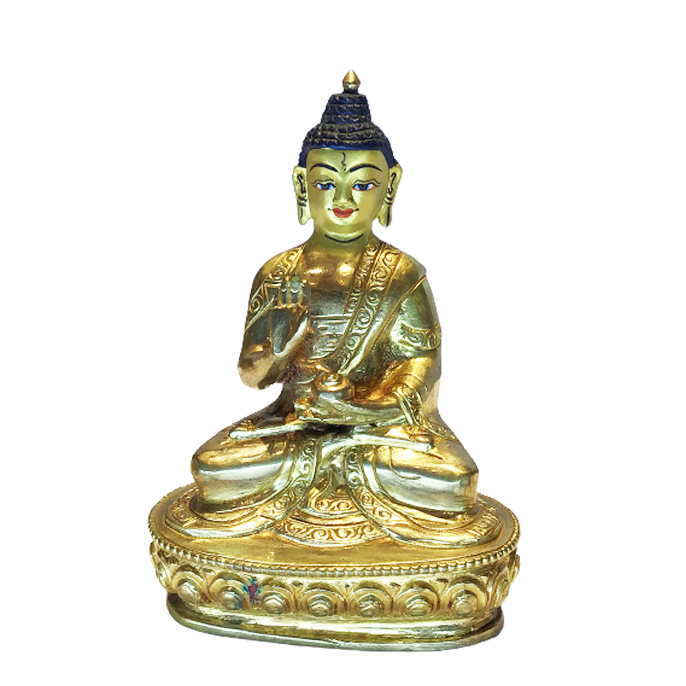 不空成就佛銅鎏金尼泊爾小佛像10公分【十方】150711