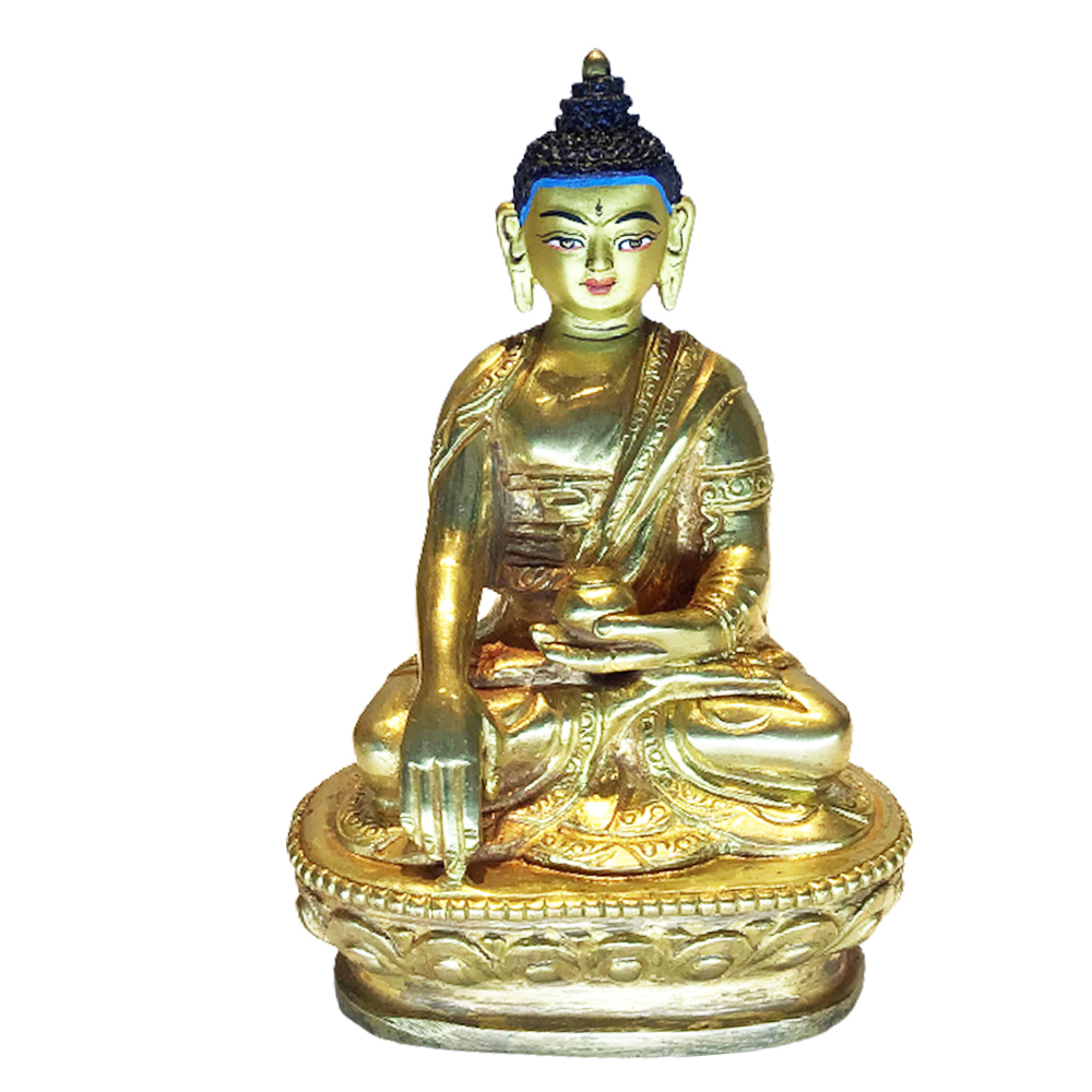 釋佛銅鎏金尼泊爾小佛像10公分【十方】154786