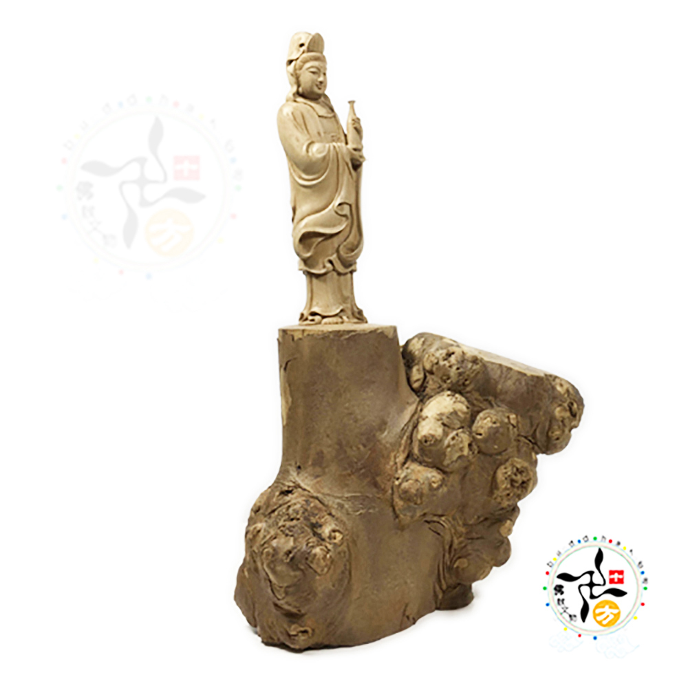 白衣觀音{50年以上茶樹瘤}木雕精品25公分【十方】120285