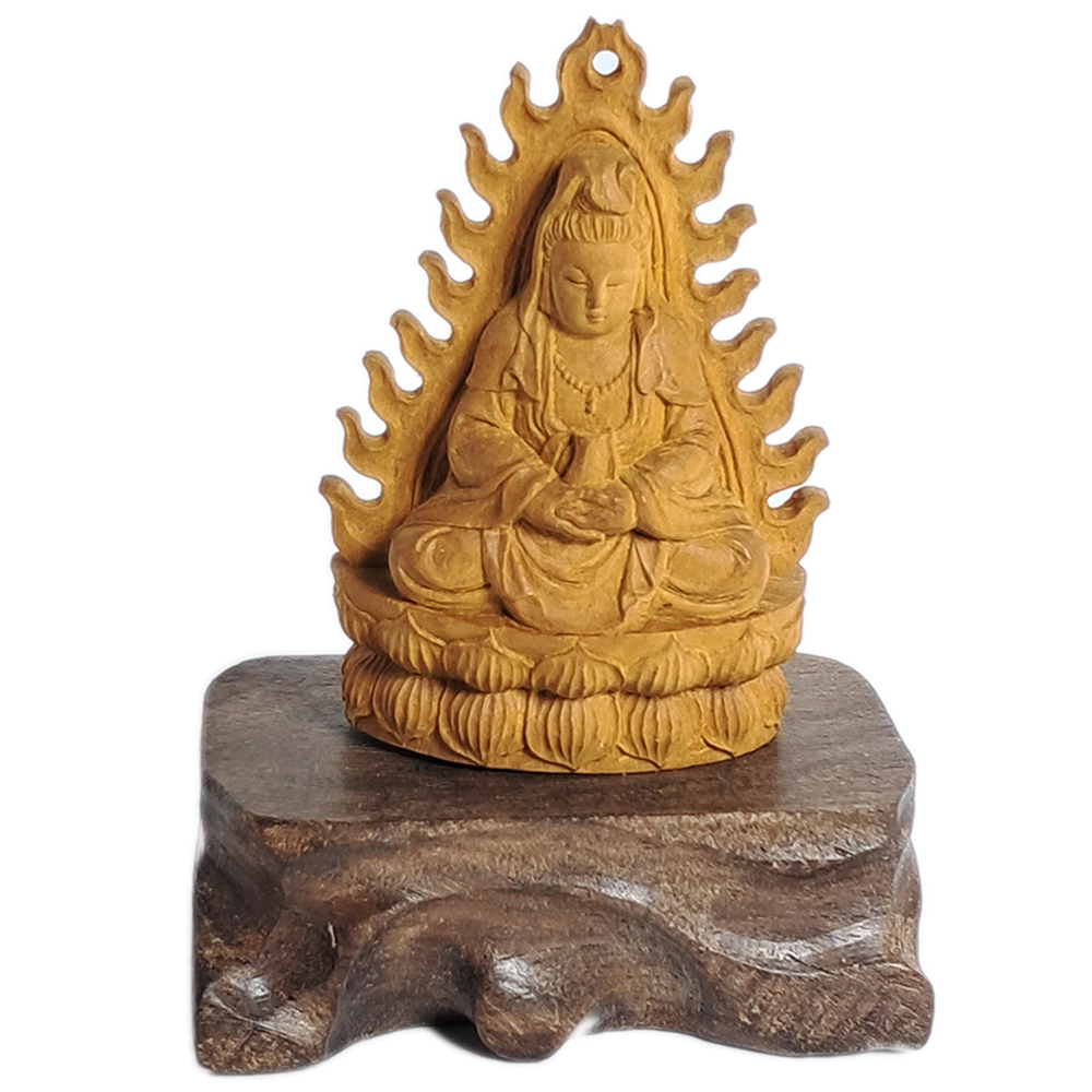 觀音菩薩{老山檀}雙面木雕精品 6公分【十方】120277