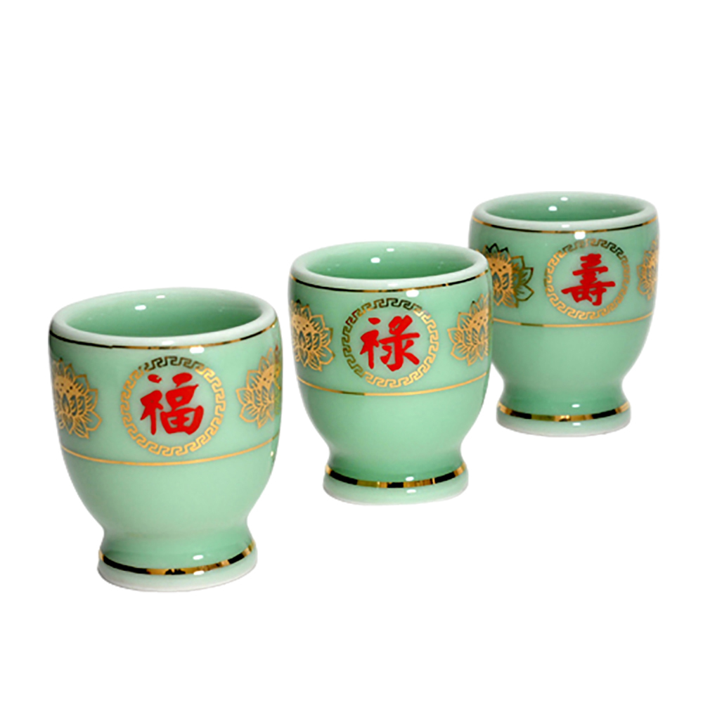 金蓮福祿壽青瓷水杯(3個一組)【十方】128381