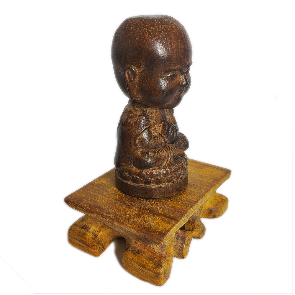 合掌沙彌{土沉木雕}祥和7.5公分【十方】134848