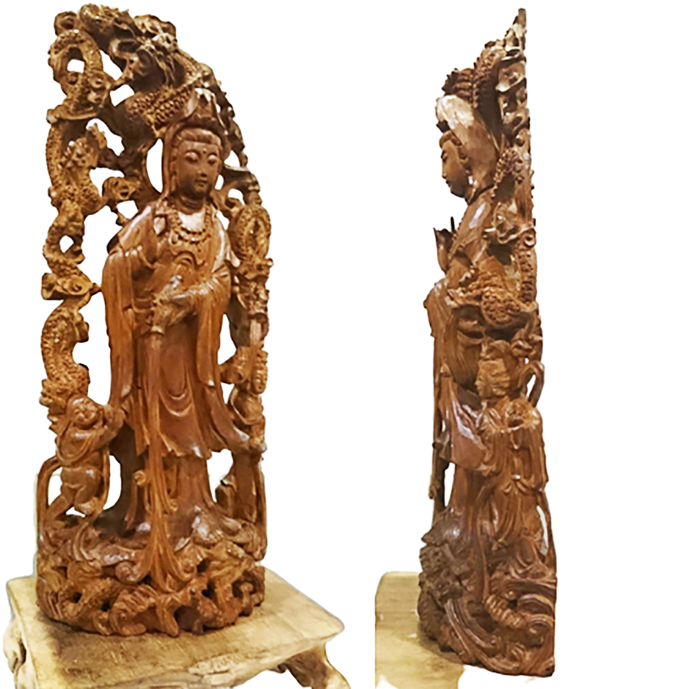 祥龍觀音{老山檀香木}精雕高27.5公分【十方】138372