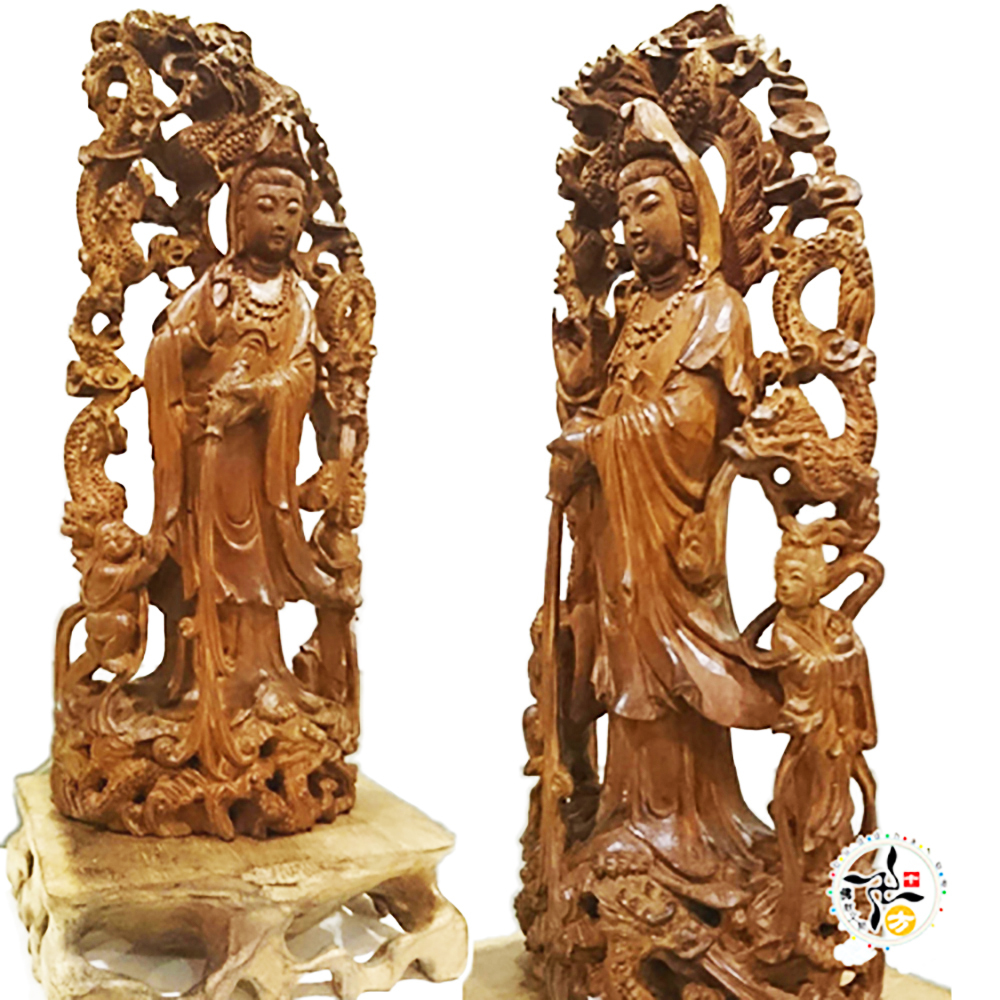 祥龍觀音{老山檀香木}精雕高27.5公分【十方】138372
