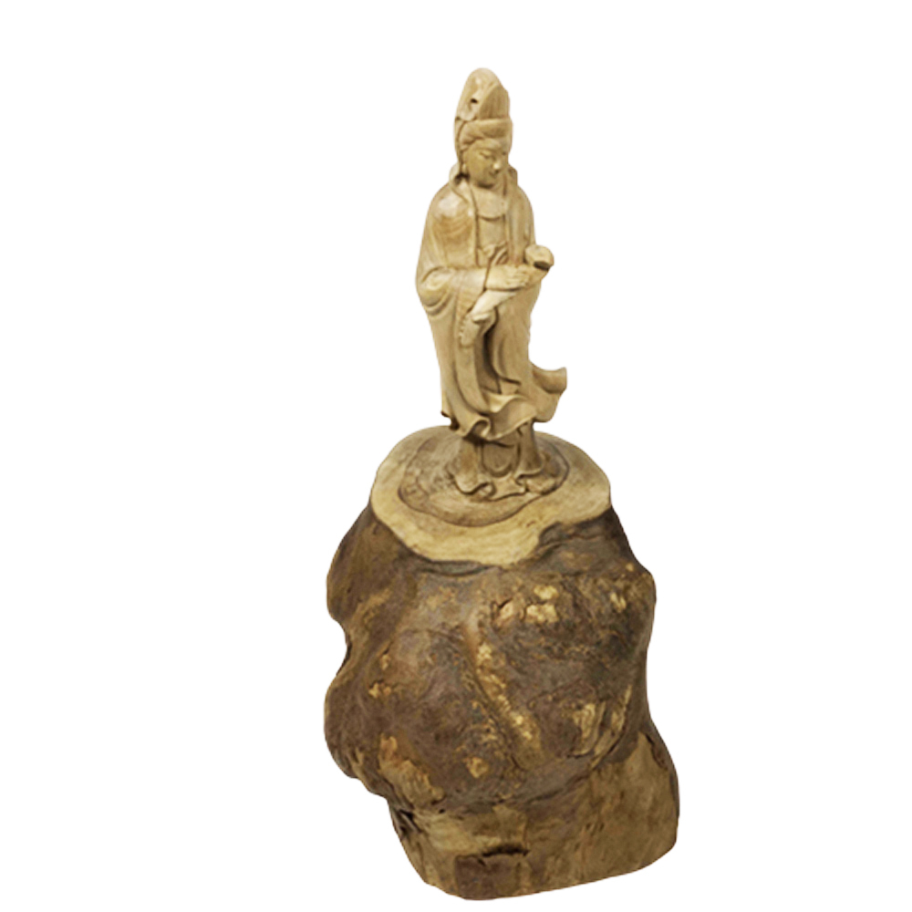 白衣觀音{50年以上茶樹瘤}木雕精品24公分 【十方】142739