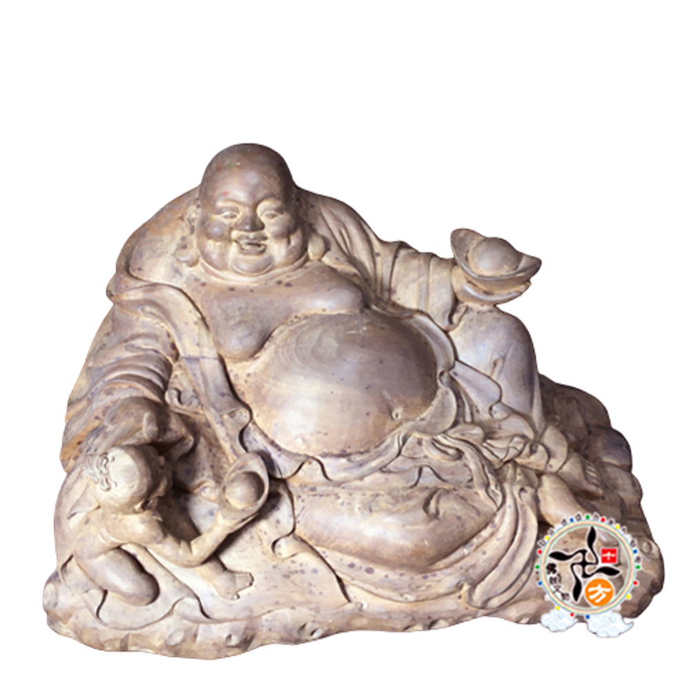 彌勒佛 紅豆杉精雕高21公分【十方】145798