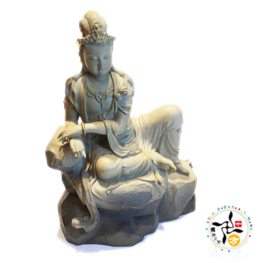 觀自在菩薩 鐵丸石18公分NG【十方】148672