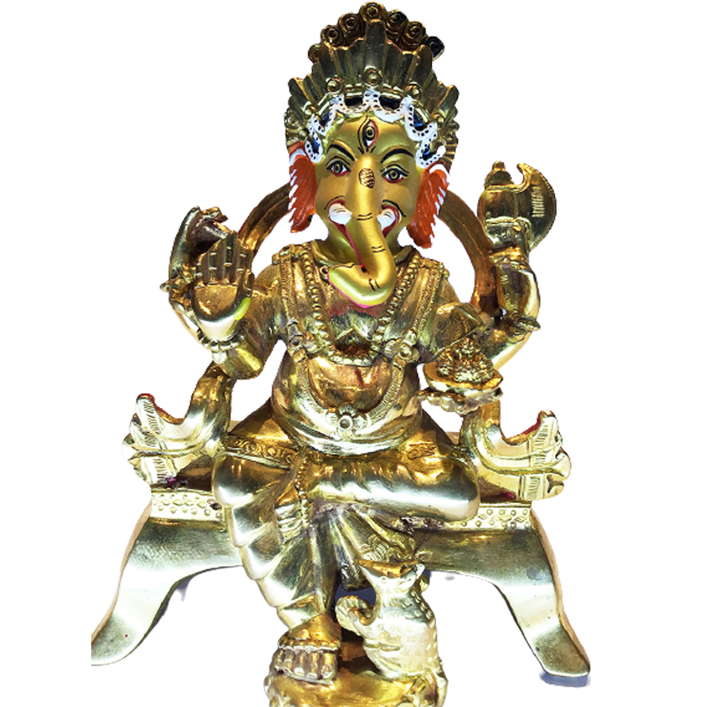 象鼻財神尼泊爾銅鎏金手工佛像12公分【十方】150707