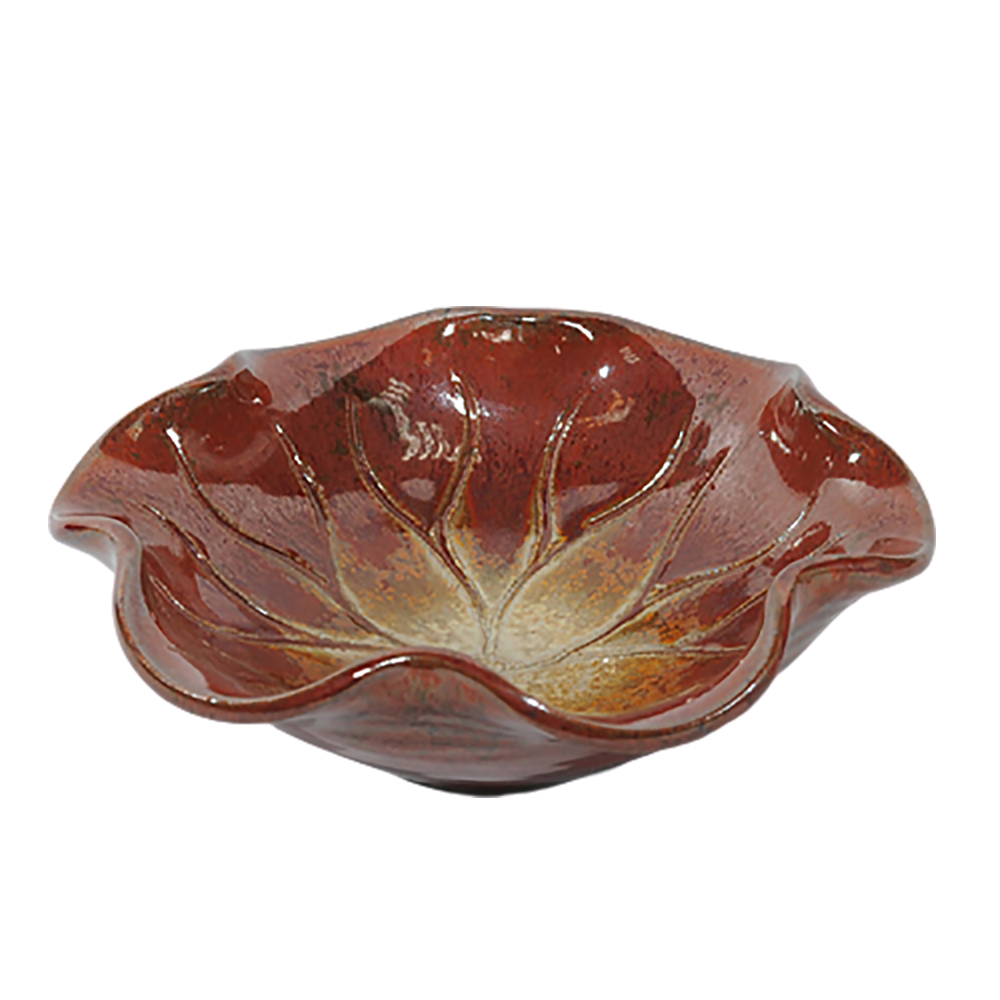 荷葉陶盤{咖啡色}【十方】131241