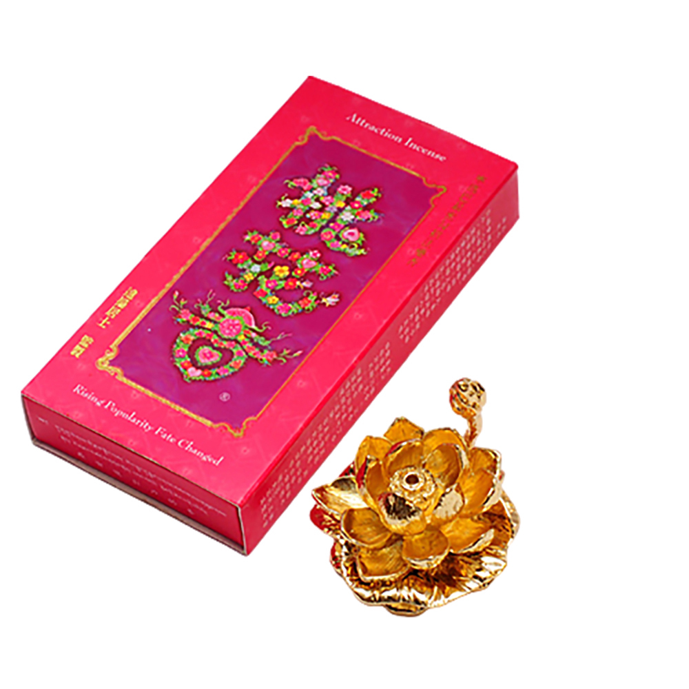  桃花香4吋線香+金蓮花插香座【十方】134185