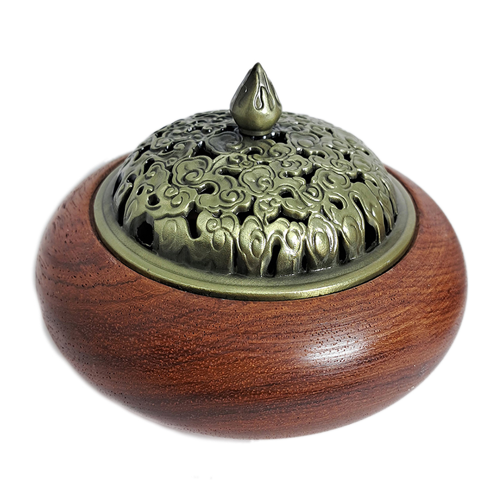 花梨木銅蓋香爐【十方】149409
