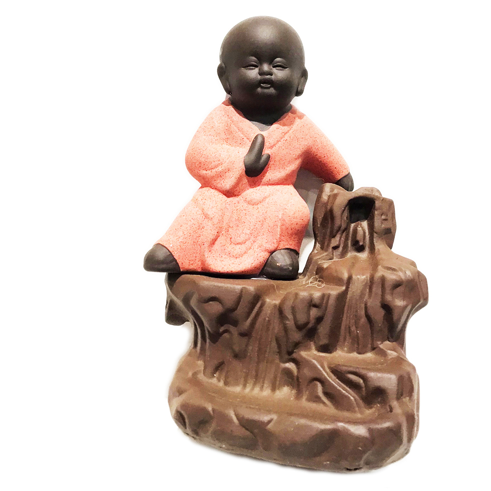 小沙彌 倒流香爐 橘色【十方】149843