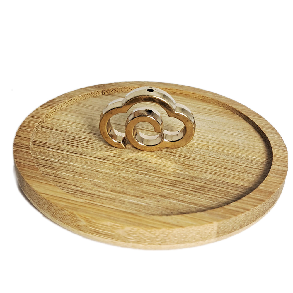 金色如意祥雲香插架+竹圓盤【十方】152323