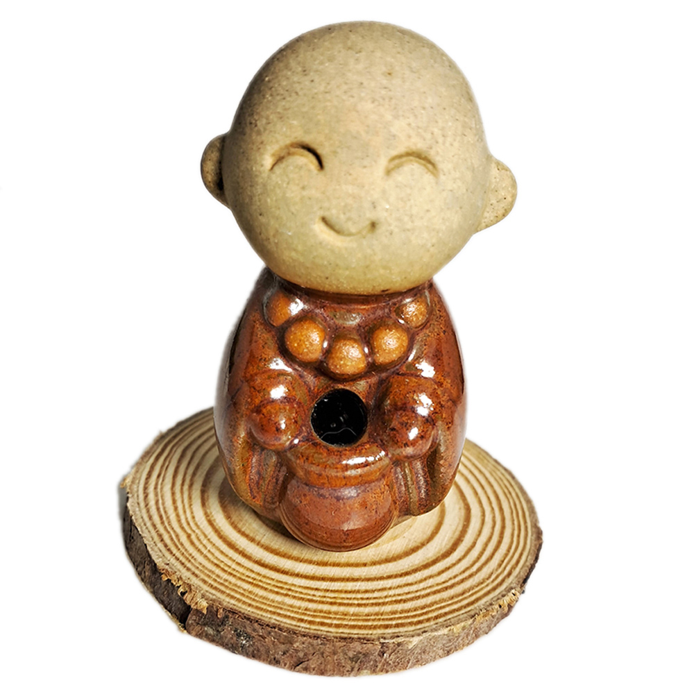 小沙彌香插+原木座【十方】152344