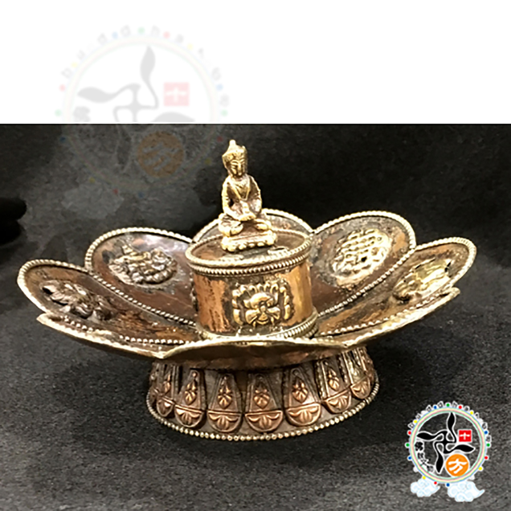 銅器 吉祥八宝蓮花薫炉 法器 宝蓮灯 仏堂薫炉 工芸品 置物 佛{銅}八吉祥蓮花插香爐【十方】125527