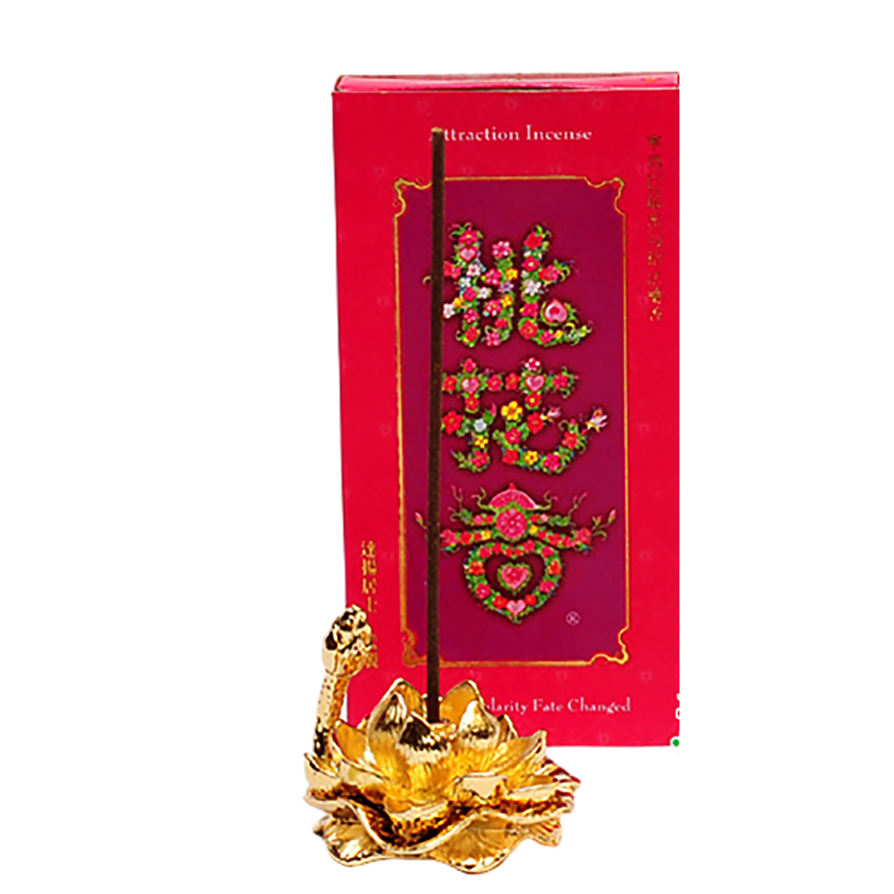  桃花香4吋線香+金蓮花插香座【十方】134185