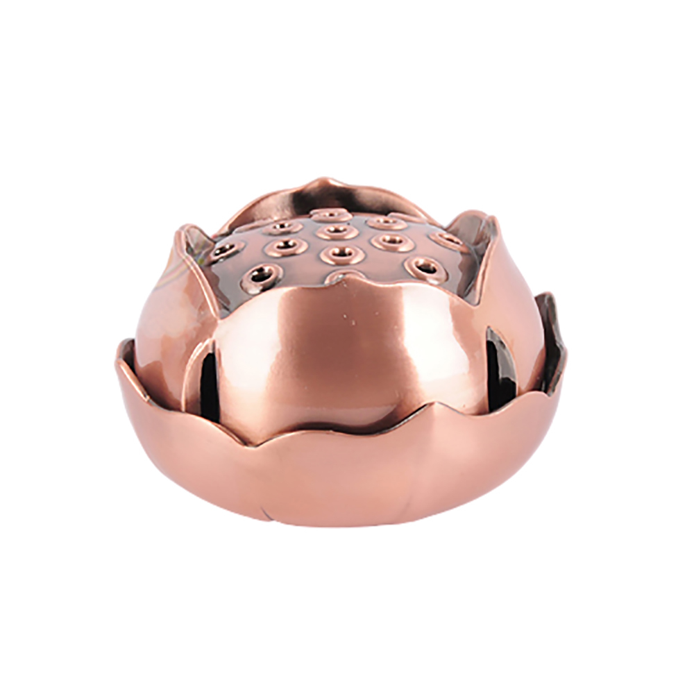 四瓣蓮花紅銅香爐 【十方】142010