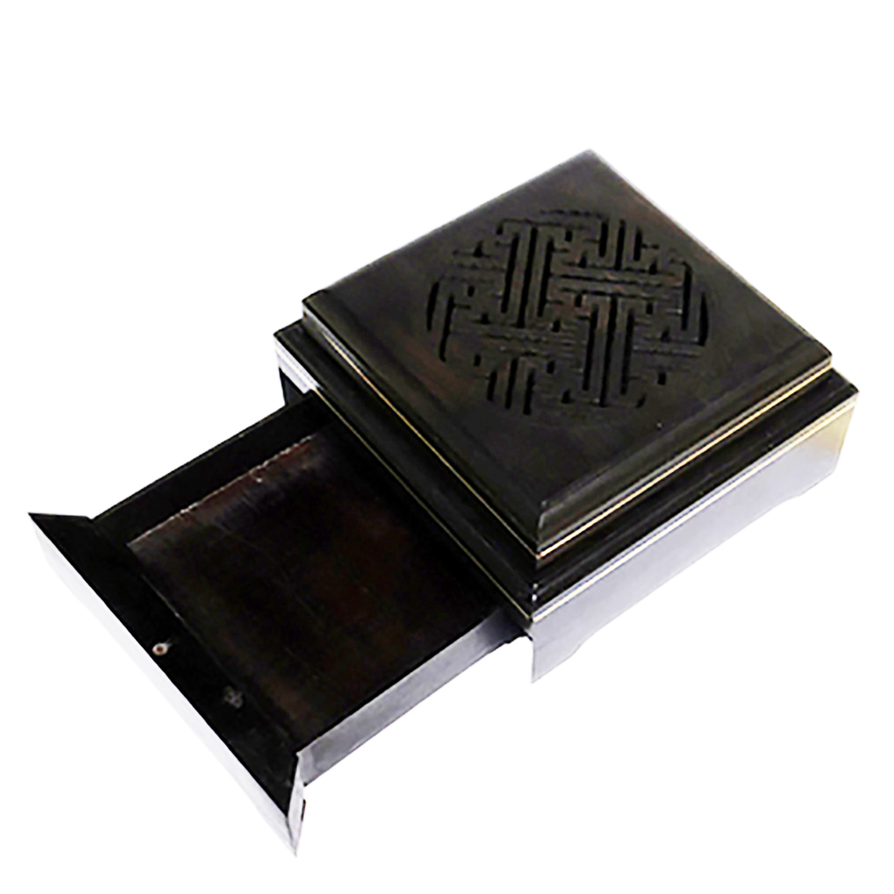 黑檀方形 香爐{抽屜}錦盒 【十方】143443