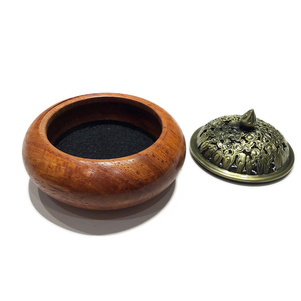 花梨木銅蓋香爐【十方】149409