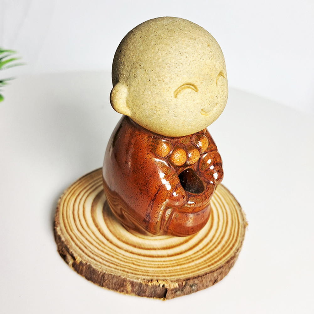 小沙彌香插+原木座【十方】152344