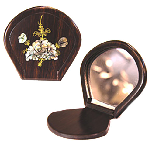 扇貝型隨身鏡雞翅木【十方】113329