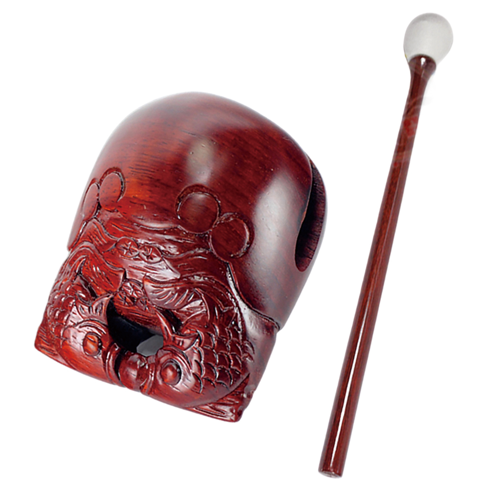 紅木精雕雙魚木魚3吋附棒【十方】111406