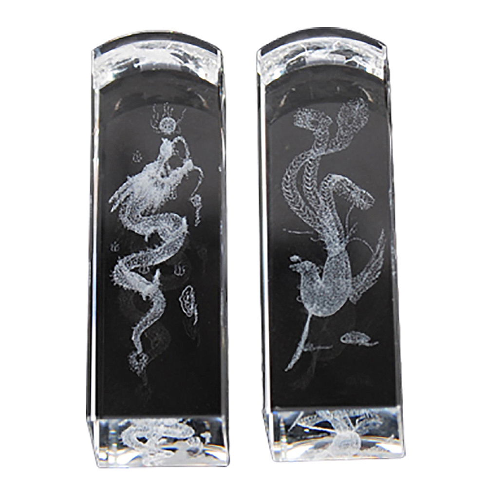 水晶龍鳳印章(6*1.8*1.8公分)1對【十方】114958