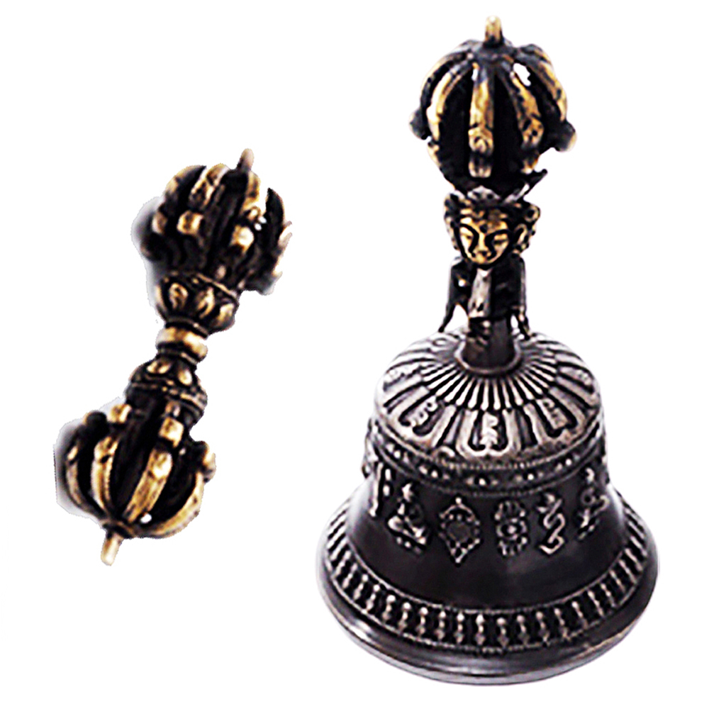 {藏式}金剛鈴杵{九鈷}精工銅【十方】124386