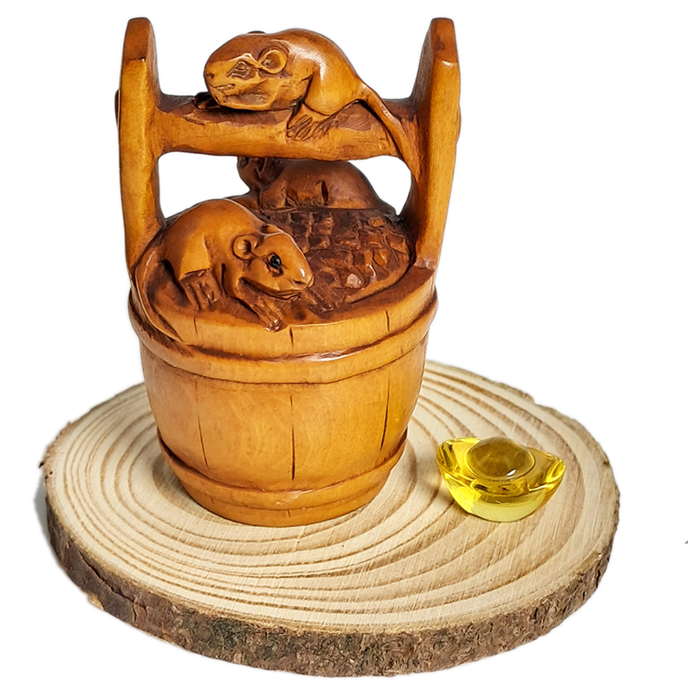 神仙眷屬{黃楊木雕}開運精品【十方】132859