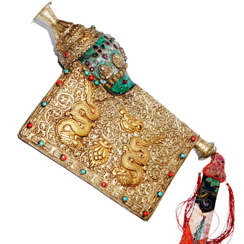 藏密五方佛法螺鑲綠松石寶石 40公分【十方】131470